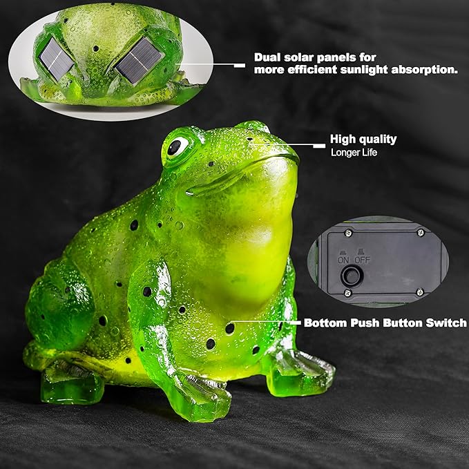 TIJNN Solar Frog Lights Deck Decorative Lighting Statue Lawn Patio Backyard Outdoor Garden Decoration Housewarming Gift-Ruum Studio Home