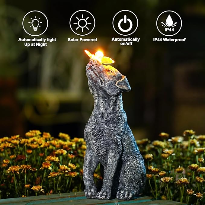 Goodeco Dog Statue with Butterfly - Ideal Gifts for Dad, Mom or Birthdays, Beautifully Crafted Outdoor Decorations to Wow Your Guests-Ruum Studio Home