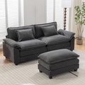 URRED Modular Sectional Sofa Comfy Cloud Couch, Modern Velvet Sofa Sleeper Deep Seat Couches with Ottoman/Pillows for Living Room (Dark Gray, 82.6''- L Shape)-Ruum Studio Home