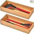Umilife Bamboo Kitchen Drawer Organizer Boxes with Anti-Skid Silicone Feet, 2pcs Stackable Storage Bins for Kitchen Utensils & Silverware & Desk Drawer & Makeup, Tools Holder, 15”L x 6”W x 2.5”D Each-Ruum Studio Home