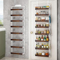 bukfen Over the Door Pantry Organizer, 8-Tier Adjustable Wooden Basket Kitchen Pantry Door Organization and Storage, 2 in 1 Wall Mount or Hanging Heavy-Duty Metal Hanging Kitchen Spice Rack,White-Ruum Studio Home