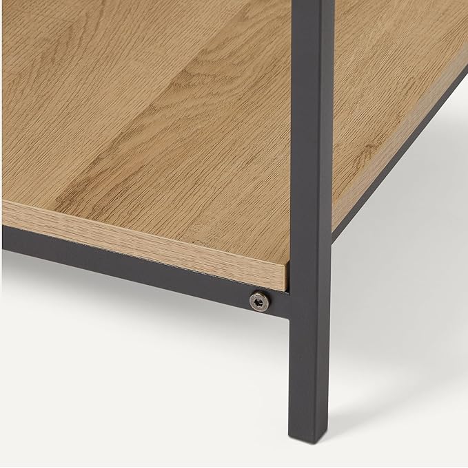 Amazon Basics - End Table with Bottom Shelf, Living Room Side Table, Steel Frame, Wooden Oak-Ruum Studio Home