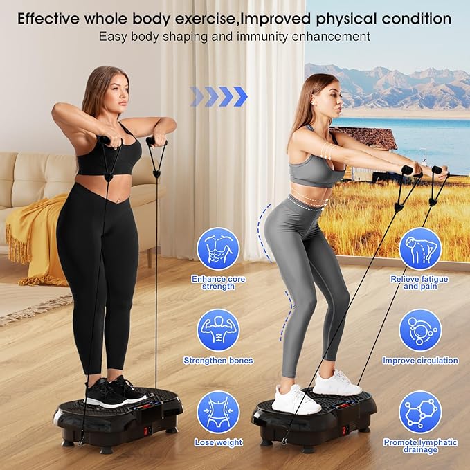 Vibration Plate Exercise Machine, 180 Speed Levels Vibration Plate for Lymphatic Drainage, Whole Body Workout Vibrating Fitness Platform, Effective for Weight Loss, Shaping, Toning & Wellness-Ruum Studio Home