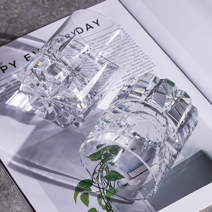 KAMMAK Crystal Whiskey Glasses Set of 2, Handcrafted 7.78oz Old Fashioned Glasses Stemless, Luxury Hand Blown Cocktail Glasses, Scotch Cup for Women, Men Gift for Bourbon Barware, Home Bar-Ruum Studio Home