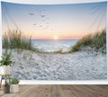 HVEST Ocean Beach Tapestry Wall Hanging, Sunset Seabird and Beach with Grass Wall Hanging Tapestry Natural Landscape Tapestry for Bedroom Living Room Dorm Decoration Wall Decor, 59x51 Inches-Ruum Studio Home