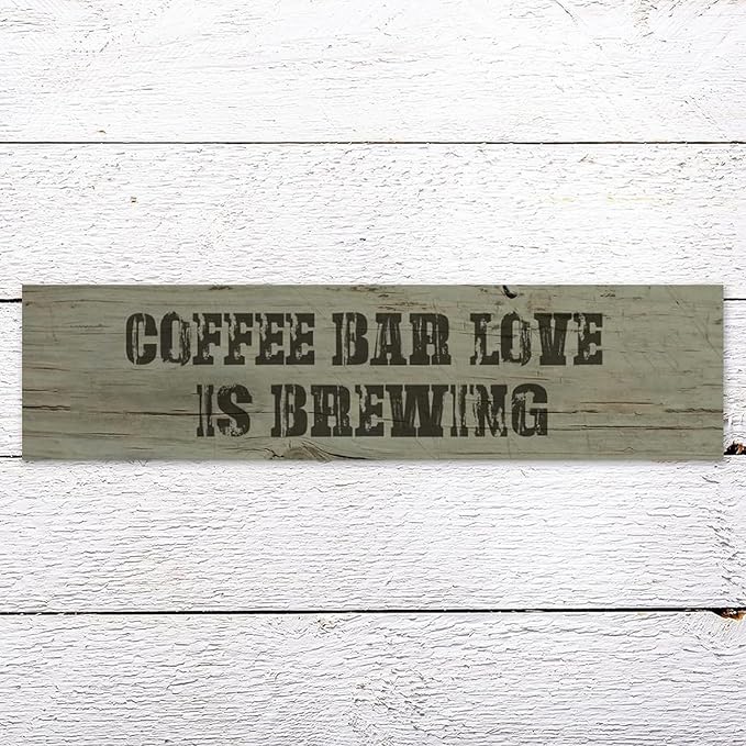Generic Funny Wood Sign Coffee Bar Love is Brewing Rustic Wooden Hanging Sign Home Farmhouse Kitchen Wall Decoration 16 x 6 Inch-Ruum Studio Home