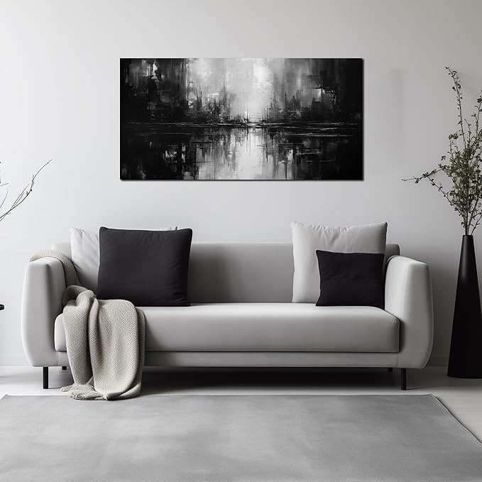 Abstract Wall Pictures for Living Room,Black Art Paintings for Wall Office Wall Art Bedroom Wall Decor 20 x 40 Inch-Ruum Studio Home