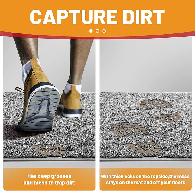 Door Mat Outdoor, 24x36, Welcome Mats for Entryway, Front Doormat for Home Entrance, Indoor Floor Mat, Durable, Non-Slip, Boot Scraper, Catches Muddy and Dirt(Grey)-Ruum Studio Home