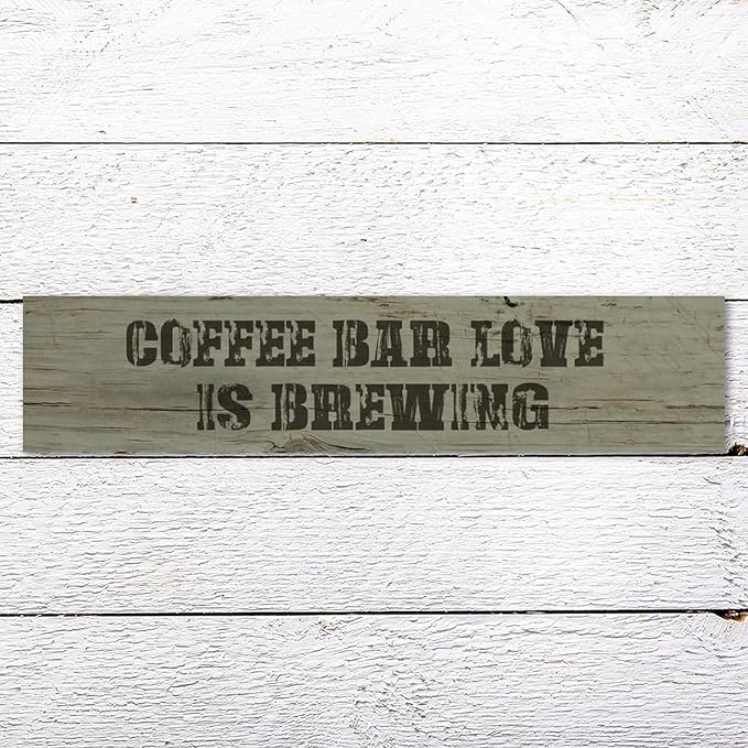 Generic Funny Wood Sign Coffee Bar Love is Brewing Rustic Wooden Hanging Sign Home Farmhouse Kitchen Wall Decoration 16 x 4 Inch-Ruum Studio Home