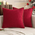 MIULEE Pack of 2 Christmas Pillow Covers 20x20 Inch Red Farmhouse Decorative Throw Pillow Covers with Stitched Edge Soft Chenille Solid Dyed Couch Pillow Covers for Sofa Bed Living Room-Ruum Studio Home