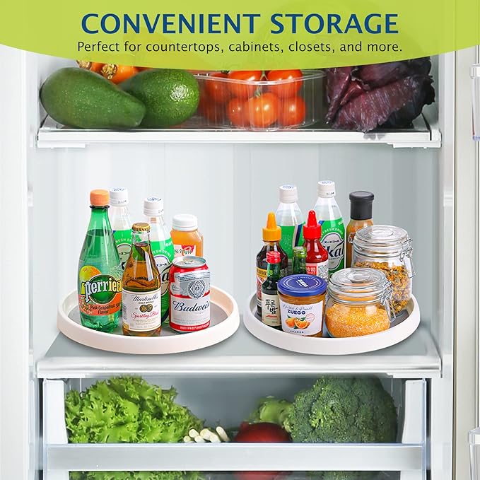 Lazy Susan Turntable, Set of 4, 12 Inch Non-Skid Lazy Susan Organizer for Cabinet, Pantry Organization, Kitchen Storage, Bathroom Sink Cabinet, Refrigerator, Countertop, Spice Rack (4 Pack 12 in)-Ruum Studio Home