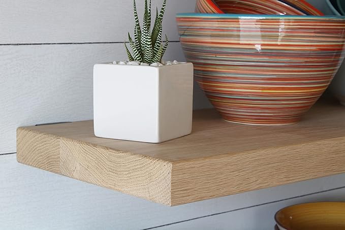 Urban Legacy Unfinished White Oak Deep Floating Shelves | Easy to Install Accent Modern Floating Shelves with Floating Shelf Brackets| Set of 2 (48" x 11" x 2")-Ruum Studio Home