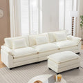 URRED Modular Sectional Sofa Comfy Cloud Couch, Modern Chenille Sofa Sleeper Deep Seat Couches with Ottoman/Pillows for Living Room (White, 117''- L Shape)-Ruum Studio Home