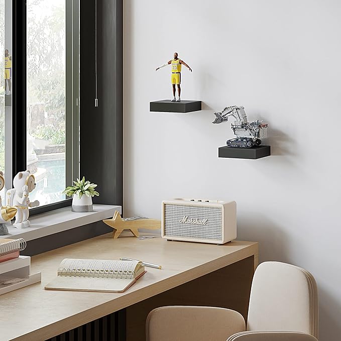 BAMEOS Small Floating Shelves for Wall, Small Black Shelf 5.9 * 5.7 Inch Display Ledges for Decor, Mini Shelf for Wall, Black-Ruum Studio Home