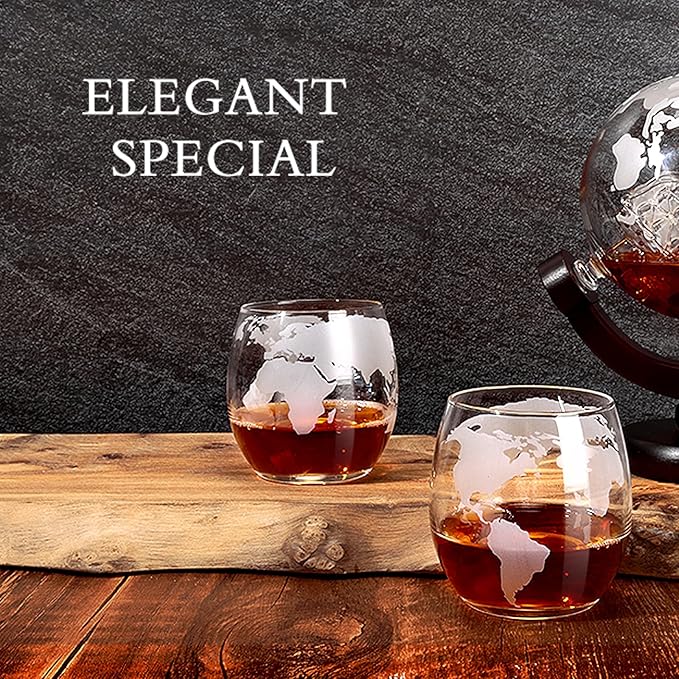 Whiskey Glass for Men, Whiskey Globe Glass for Liquor, Bourbon, Vodka, Cocktails, Scotch liquor Father's Day Anniversary Unique Gifts - 310ml Gifts for Men, 2 pcs-Ruum Studio Home