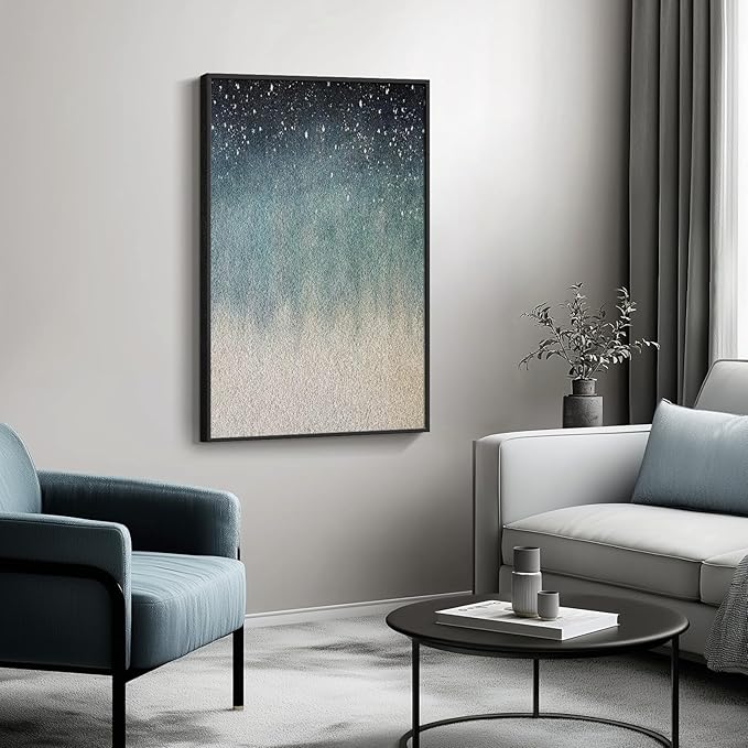 VAN GOGH ART Framed Blue Abstract Starry Night Art Print, 24x36 Inch, Modern Wall Art for Living Room, Bedroom, Office-Ruum Studio Home