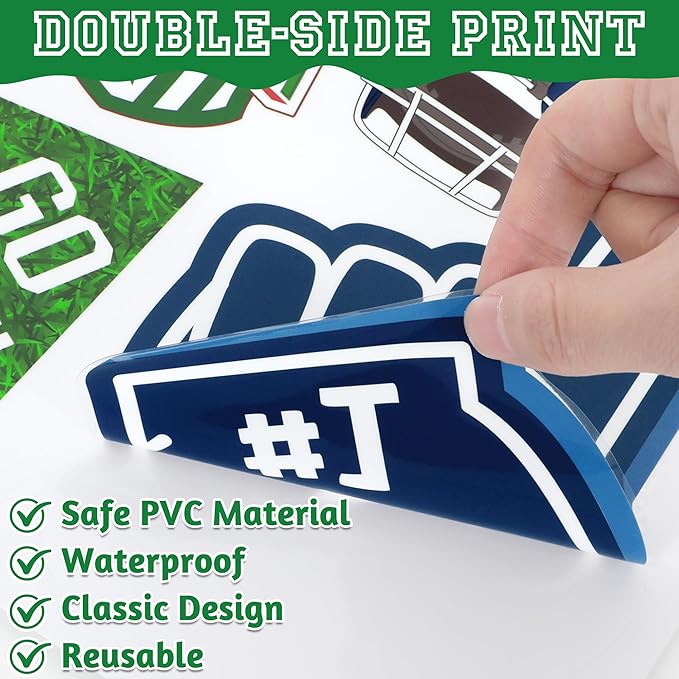 Football Window Clings, Football Party Decorations, Touch Down Party Window Stickers, Green Brown Themed Stickers Decal Gel for Touchdown Party Decor Accessories Set-Ruum Studio Home