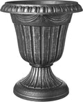 PL10SL Classic Traditional Plastic Urn Planter Indoor/Outdoor, 15" x 13", Brushed Silver-Ruum Studio Home
