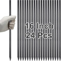 VVOKGO Rebar Stakes 16 Inches Ground Concrete Form Stakes (24pcs), Straight Metal Spikes Heavy Duty with Chisel Point End, 5/16" Diameter Steel Anchors for Fence, Concrete Timber, Garden Plants, Black-Ruum Studio Home