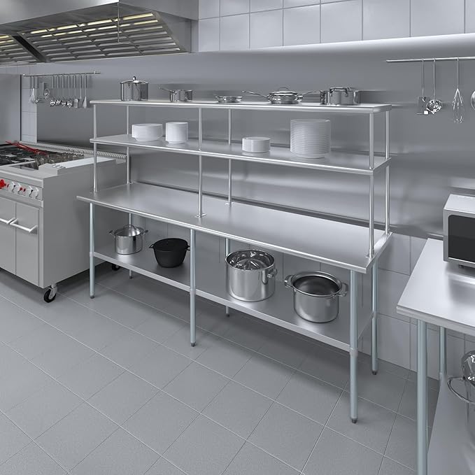 AmGood Double OverShelf Stainless Steel NSF - Many (96" Long x 18" Deep)-Ruum Studio Home