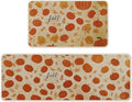 Halloween Kitchen Mat Set of 2, Pumpkin Kitchen Halloween Decor, Fall Decorations for Home, Halloween Rug for Floor,Indoor Home Decor with Non-Slip Backing,17 x 29 Inch & 17 x 47 Inch-Ruum Studio Home