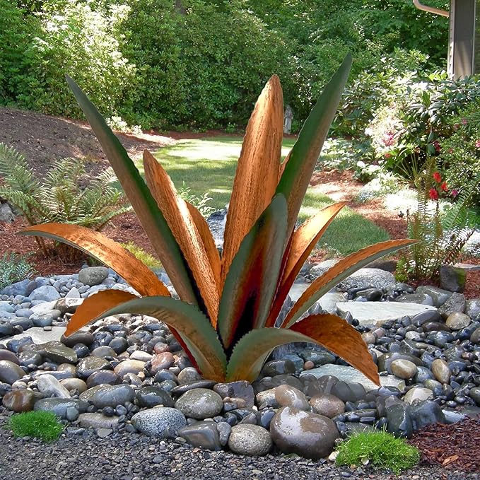 DIY Metal Agave Plant Art Yard Tequila Art Sculpture, Tequila Rustic Garden Sculpture Statue Outdoor Decor,Agave Metal Plants for Yard, Garden Lawn Ornaments (12 Leaves -Green)-Ruum Studio Home