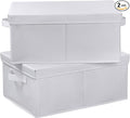 HOONEX Storage Bins with Lids for Organizing, Pack of 2, Storage Boxes with 2 Carrying Handles and Sturdy Heavy Cardboard, 16.5" L x 11.8" W x 7.5" H for Shoes, Books, Clothes, Nursery, White-Ruum Studio Home
