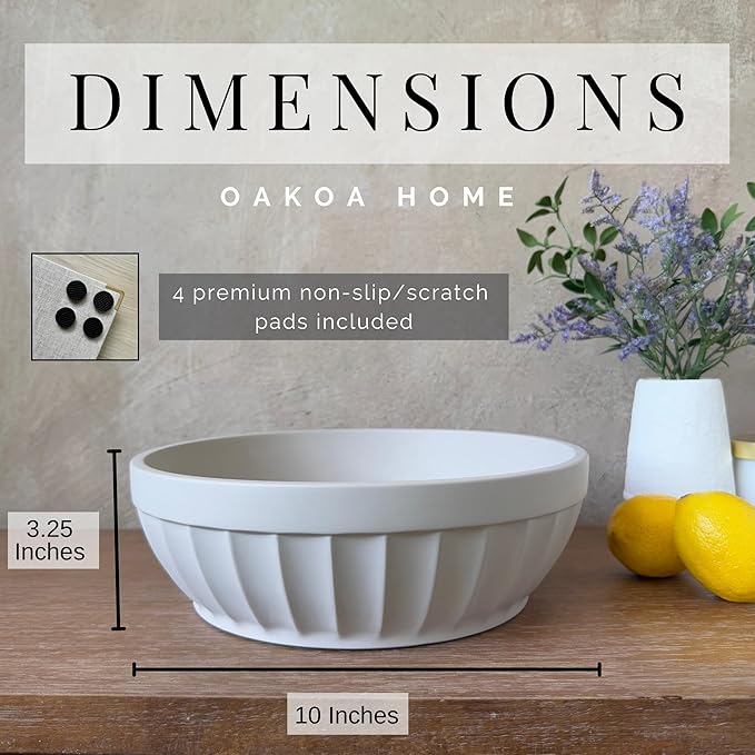 OAKOA Decorative Fruit Bowl for Kitchen Counter - Large Decorative Bowl for Home Decor - Concrete Decor Bowl for Keys Entryway Table - Modern Centerpiece Coffee Table Bowl-Ruum Studio Home