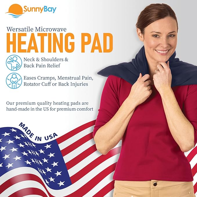 SunnyBay Extra Large Microwave Heating Pad, Microwavable Heavy Weighted Full Body Moist Hot or Cold Pack and Washable Fleece Cover, 10x24 Inches, FSA HSA Eligible, 2.8 lbs, Made in USA, Navy Blue-Ruum Studio Home
