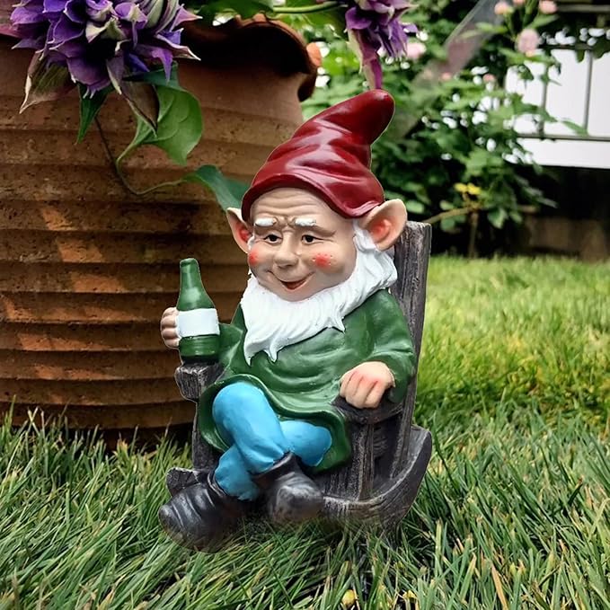 OwMell Drinking Wine Garden Gnome Statue Decoration 7.3" Figurine Ornament for Indoor Outdoor Home Patio Yard Lawn - Wine-Ruum Studio Home