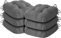 Chair Cushions for Dining Chairs, Dining Chair Cushions, Tufted Indoor Chair Pads with Ties & Non Slip Backing, Seat Cushions for Kitchen Chairs 16.5” x 16.5” x 3.5”, Set of 6, Grey-Ruum Studio Home