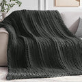Chunky Knit Throw Blanket, 40''*50'' Knitted Throw Chenille Yarn for Bed Couch, Handmade Dark Grey Crochet Big Thick Blanket, Machine Washable Cute Comfy Blanket for Home Decor-Ruum Studio Home