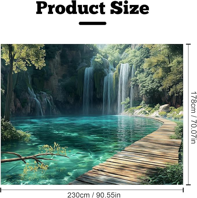 BSFHH Nature Tapestry Forest Tree Sea Cave Wall Hanging, Stream Through Rainforest Landscape Wall Art Tapestry for Bedroom Living room (Waterfall, 90"×70", Unframed)-Ruum Studio Home