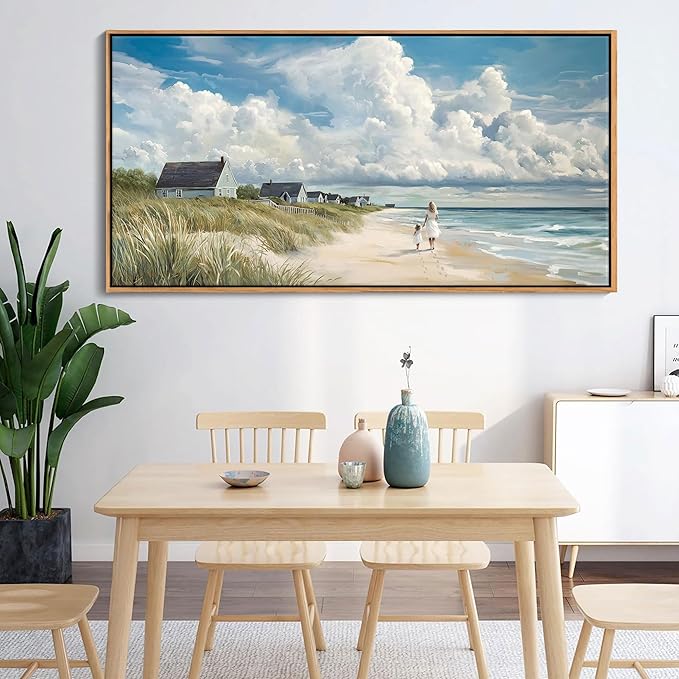 HGUAOA Coastal Canvas Wall Art - Large Landscape Wall Art for Living Room - Ocean and Beach Painting - Blue Artwork for Bedroom Decor - Above Bed Wall Pictures -Beach Theme Print Art-Ruum Studio Home