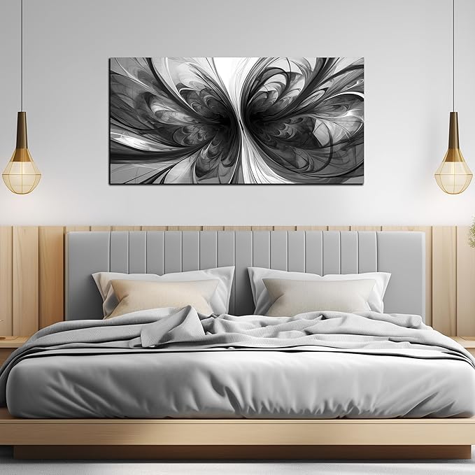Black and White Pictures for Wall Abstract Art Wall Decor for Living Room Bedroom Office Wall Art 24 x 48 Inch-Ruum Studio Home