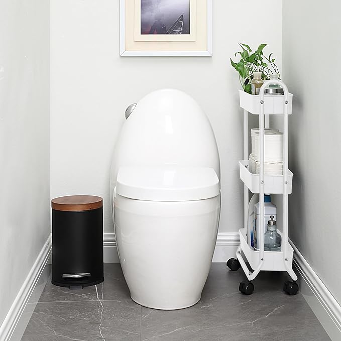 SunnyPoint Slim Rolling Storage Cart, 3 Tier Bathroom Storage Organizer Bathroom, Laundry Utility Cart (White)-Ruum Studio Home