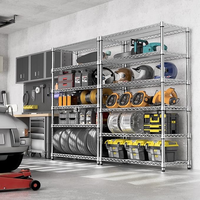 4080 lbs Steel Storage Shelving 6-Tier Utility Shelving Unit Steel Organizer Wire Rack for Home,Kitchen,Office,Garage, 17.7" D x 47.2" W x 72.3" H-Ruum Studio Home