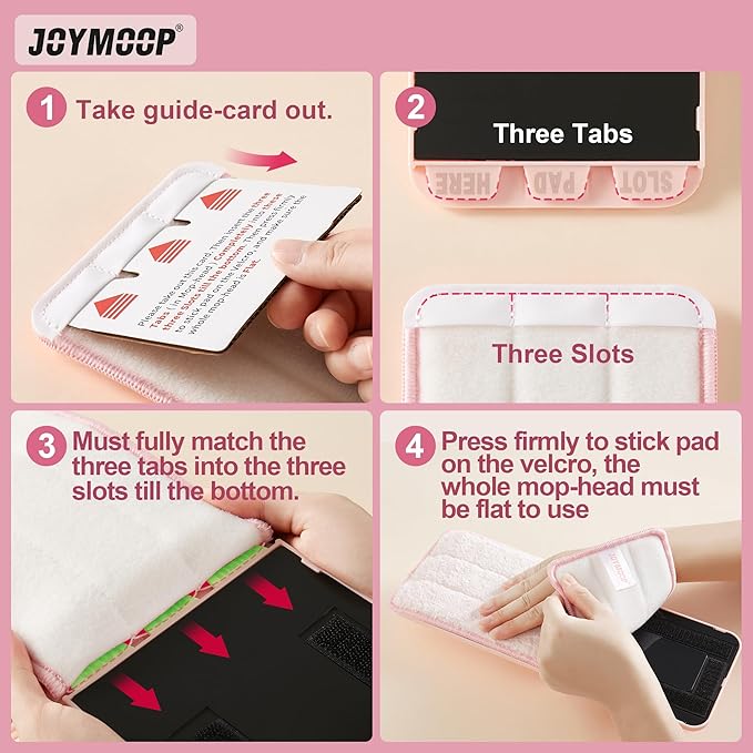 JOYMOOP Mop Replacement Pads, Reusable Microfiber Mop Pads for 13-inch Flat Mop and Mop Bucket Set, Pack of 2 Refills - Stripe and Pink-Ruum Studio Home
