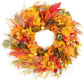 Fall Wreath for Front Door,24" Autumn Front Door Wreath Fall Decorations with Pumpkins Hydrangea Maple Leaves for Porch Window Farmhouse Halloween Thanksgiving Harvest Festival Home Decor-Ruum Studio Home