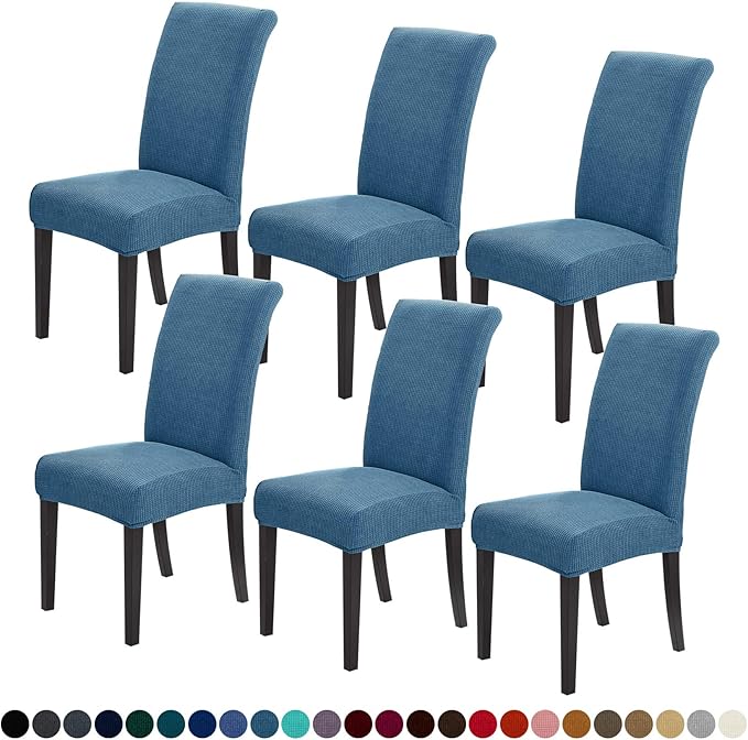Joccun Chair Covers for Dining Room Set of 6,Chair Slipcovers Stretch Dining Room Chair Covers Seat Protector,Washable Parsons Chair Cover for Home,Hotel,Banquet(Dark Blue,6 Pack)-Ruum Studio Home