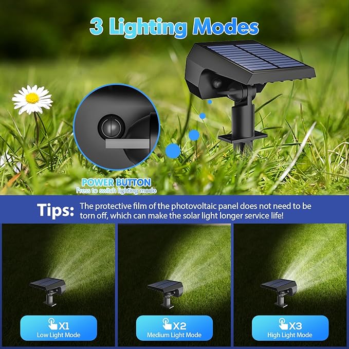 NYMPHY Solar Lights Outdoor Waterproof IP68, 56 LED 3 Lighting Modes Solar Powered Garden Yard Spot Solar Lights for Outside Landscape- 4 Pack (Cool White)-Ruum Studio Home
