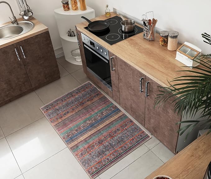 Keen Home Design 2x3 Rug - Machine Washable Entry Rug with Non-Slip Backing, Ideal for Enteryway, Kitchen, Bathroom, Laundry Room - Vintage, Easy Clean, Durable, Low Pile Rug - (2' x 3')-Ruum Studio Home