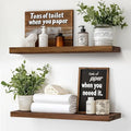 24"x6.8"x1.2" Solid Wood Floating Shelves 2-Pack - Rustic Brown Finish with Hidden Brackets, Perfect for Storage and Décor in Living Room, Kitchen, Bedroom-Ruum Studio Home