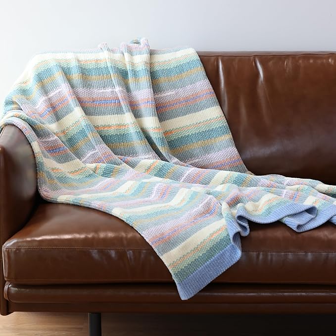 Soft Chenille Yarn Throw 36"x48", Handmade Knit Throw Blanket, for use in All Seasons, Soft Cozy Warm Knitted Blanket for Bed Sofa, Couch Chair, Living Room(1.37Ib)-Ruum Studio Home