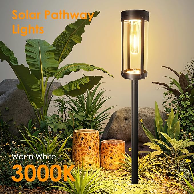 Solar Pathway Lights Outdoor 6 Pack, Bright & Taller Solar Lights Outdoor Waterproof, Auto On/Off 15Hrs+ Morden Path Light Solar Powered Landscape Lights for Yard Garden Walkway Driveway Lawn-Ruum Studio Home