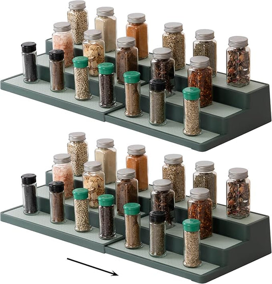 SIMPLEMADE 3-Tier Spice Rack Organizer - Versatile Storage Shelf for Kitchen, Bathroom, Bedroom & Office, Set of 2, Expandable Sage-Ruum Studio Home