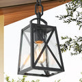 LOG BARN Outdoor Pendant Light Fixture, Farmhouse Exterior Lights, Anti-Rust Ceiling Outdoor Light with Seeded Glass, Lantern Hanging Light for Front Door, Entry, Porch, and Gazebo-Ruum Studio Home