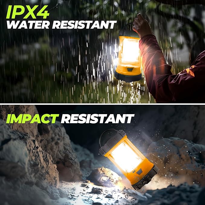 Rechargeable Camping Lantern, 3000LM 5 Light Modes Camping Light 4400 Capacity Phone Charger LED Impact-Resistant Flashlight Lantern Portable Waterproof Hurricane Lanterns for Emergency(Orange)-Ruum Studio Home