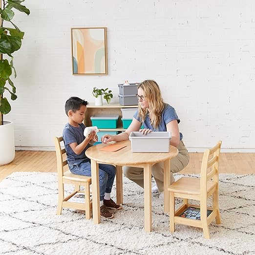 ECR4Kids Three Rung Ladderback Chair with Storage, 14in Seat Height, Classroom Seating, Honey, 2-Pack-Ruum Studio Home