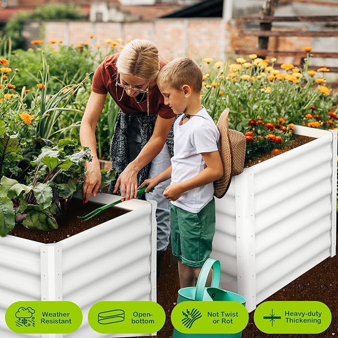 Large Outdoor Planter Boxes Kit Set of 2,6x3x2ft Galvanized Raised Bed Planter with Open-Ended Base Design, Elevated for Outdoor Plants, Durable Raised Bed for Gardening,Green-Ruum Studio Home